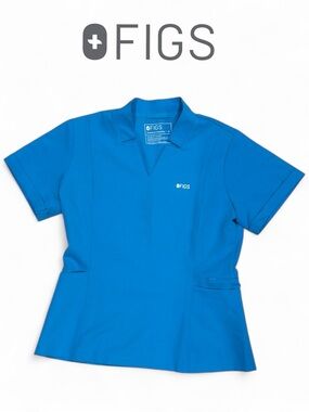 FIGS Women's Technical Collection Scrub Top in Electric Blue